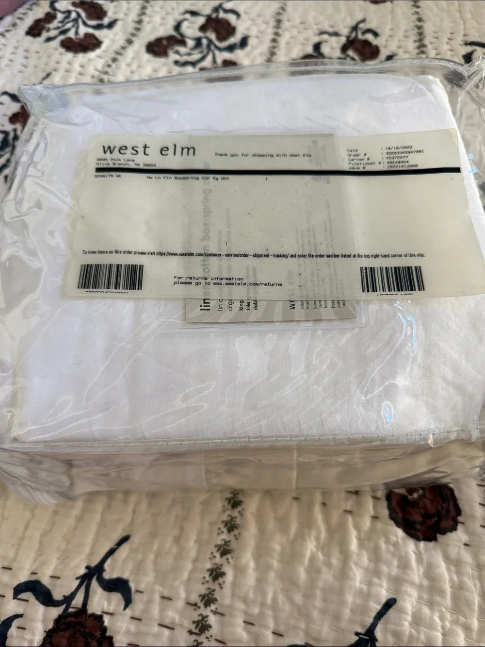 West Elm Linen Cotton King Box Spring Cover NWT, Warm White